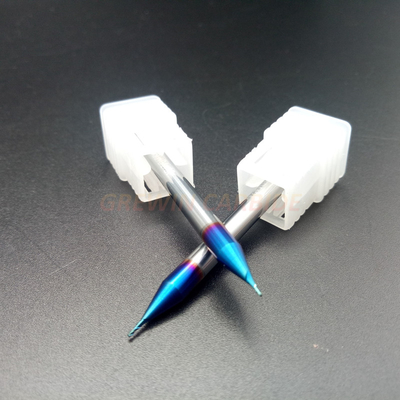 조각을 위한 푸른 나노 코팅된  미르코 끝 연삭과 HRC 65 텅스텐 카바이드 극소 끝 연삭 / 카바이드 엔드밀