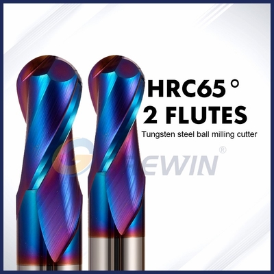 Hrc65 2는 푸른 나노 코팅된 볼 코 텅스텐 탄화물 엔드 밀에게 피리 같은 소리로 말합니다