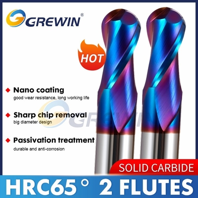 착암기 비트 CNC 2 플루트 텅스텐 카바이드 중심 노즈 단부 분쇄기를 분쇄하는 HRC65